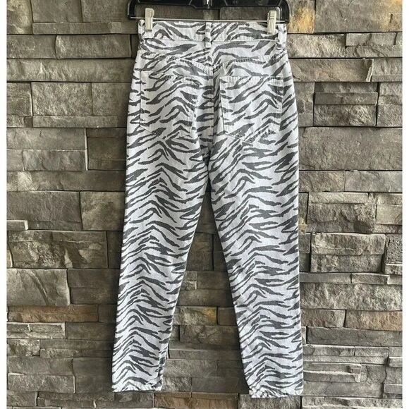 Reformation Women's Julia Crop High Cigarette Zebra‎ Jeans Blue/Gray Waist 23 - Picture 2 of 5